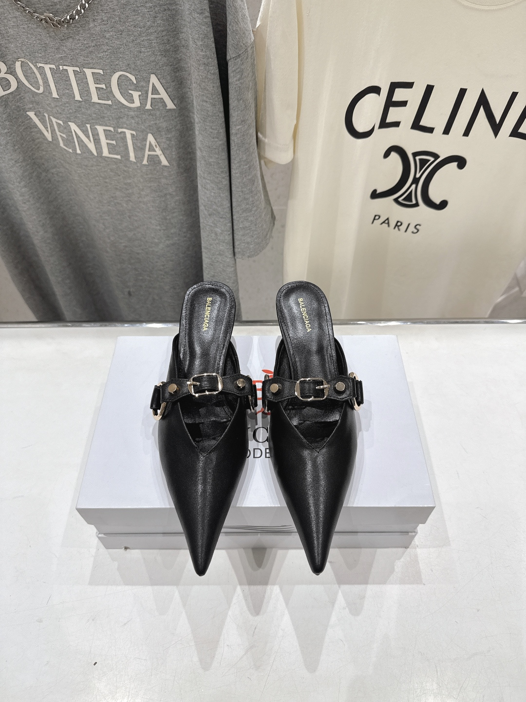 高版本出厂  BALENCIAG*巴黎世家F073 2026ss夏季新款尖头高跟鞋拖鞋非常舒服的高跟拖鞋