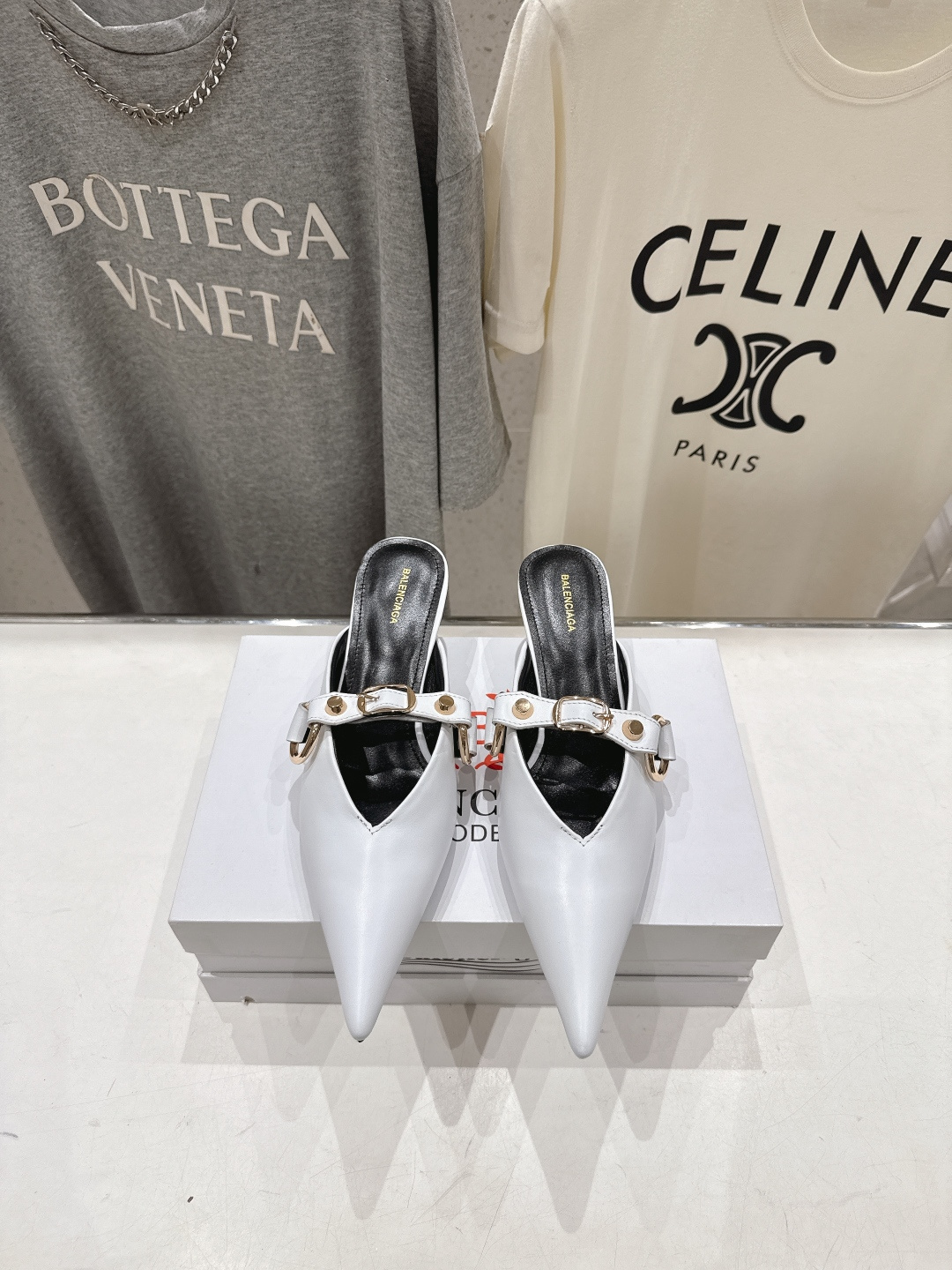 高版本出厂  BALENCIAG*巴黎世家F073 2026ss夏季新款尖头高跟鞋拖鞋非常舒服的高跟拖鞋