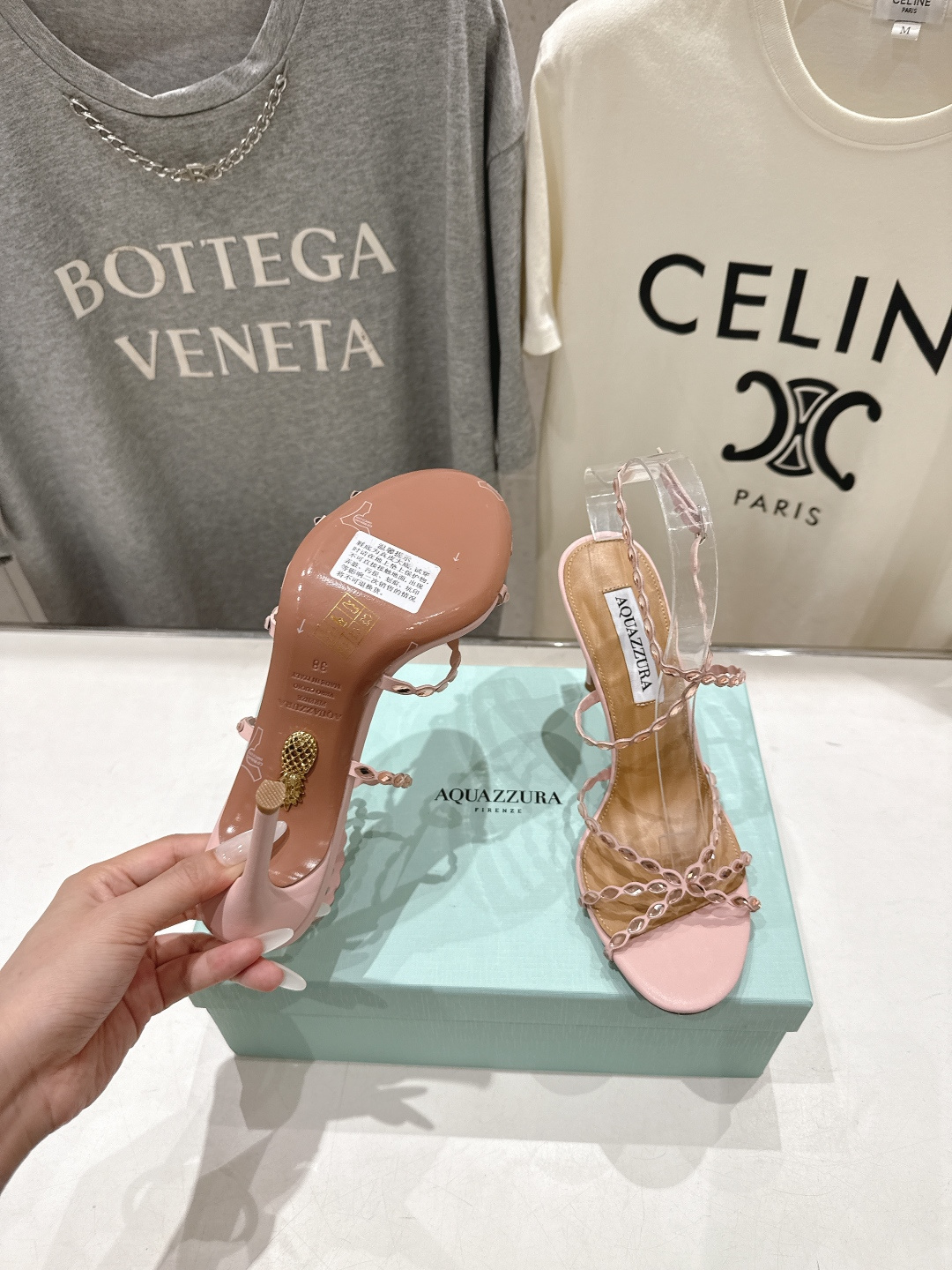 高版本出厂 「ᴀqᴜᴀᴢᴢᴜʀᴀ」AQUAZZURA/菠萝F072 2026ss夏季新款高跟水钻凉鞋__