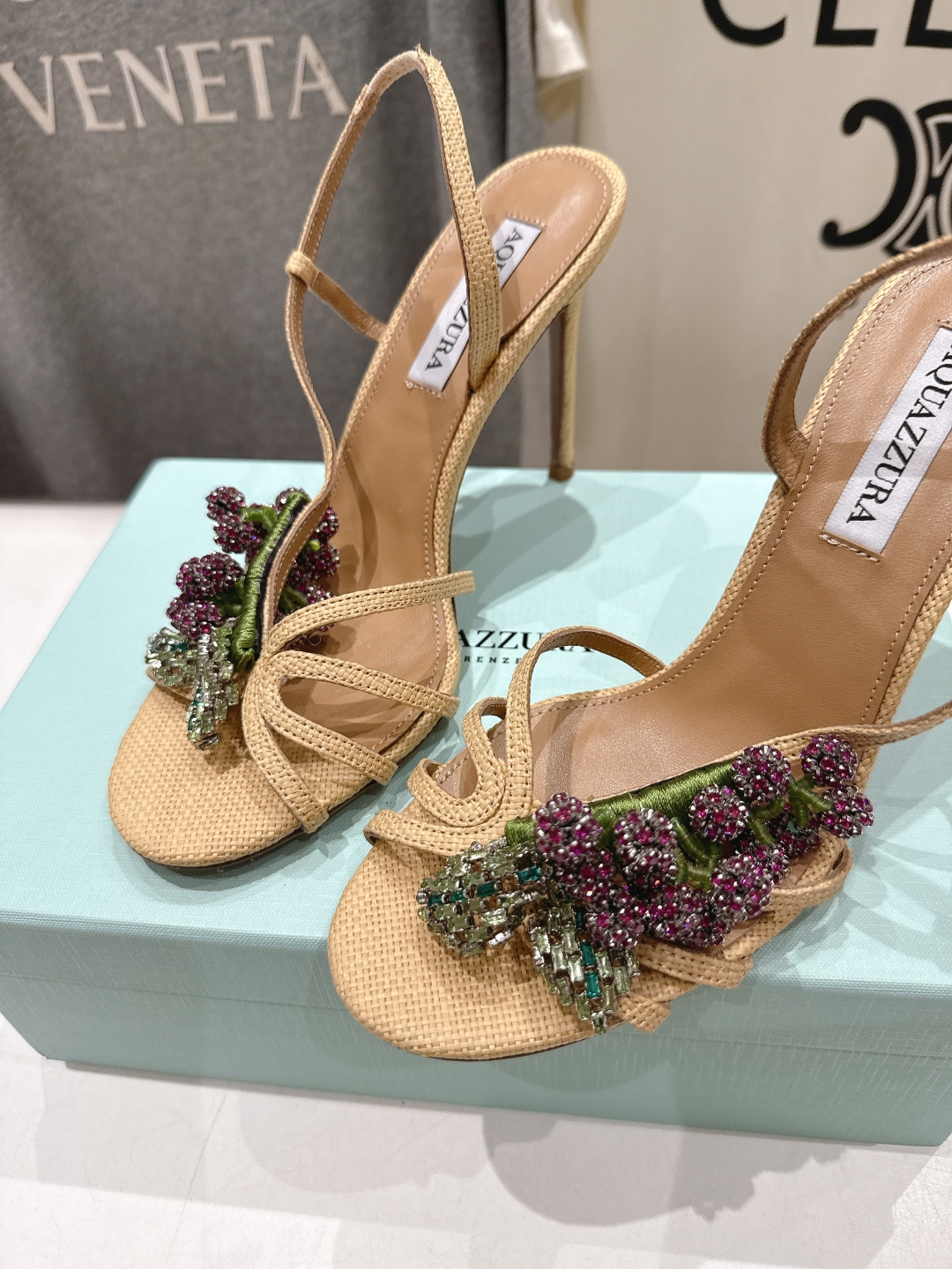 高版本出厂 「ᴀqᴜᴀᴢᴢᴜʀᴀ」AQUAZZURA/菠萝F072 2026ss夏季新款高跟水钻凉鞋__