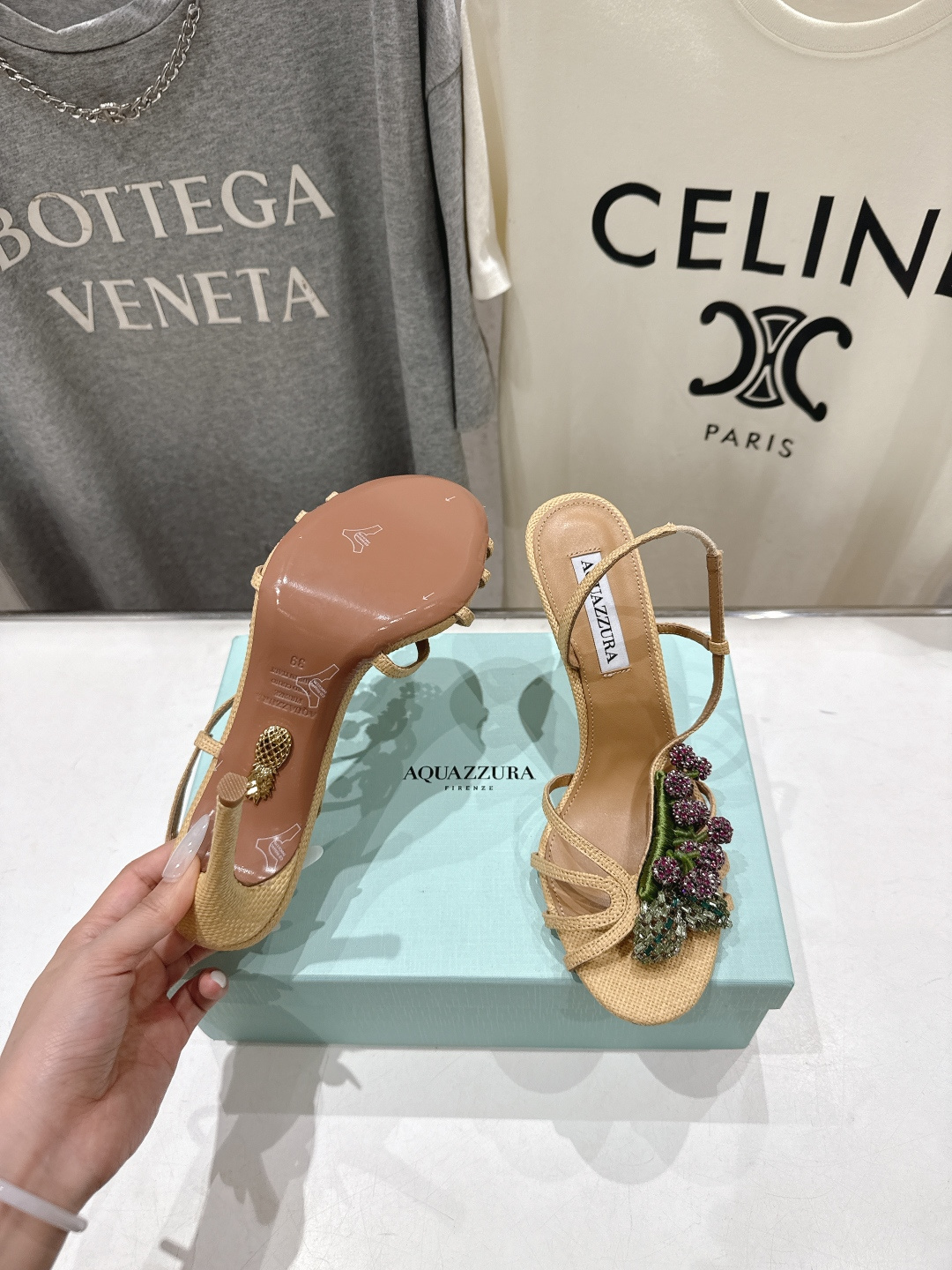 高版本出厂 「ᴀqᴜᴀᴢᴢᴜʀᴀ」AQUAZZURA/菠萝F072 2026ss夏季新款高跟水钻凉鞋__