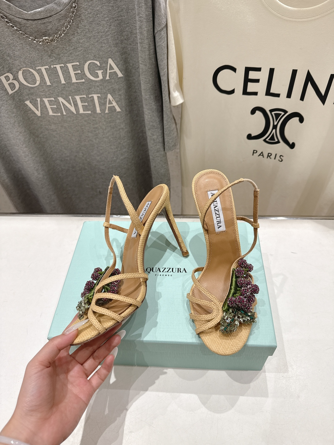 高版本出厂 「ᴀqᴜᴀᴢᴢᴜʀᴀ」AQUAZZURA/菠萝F072 2026ss夏季新款高跟水钻凉鞋__