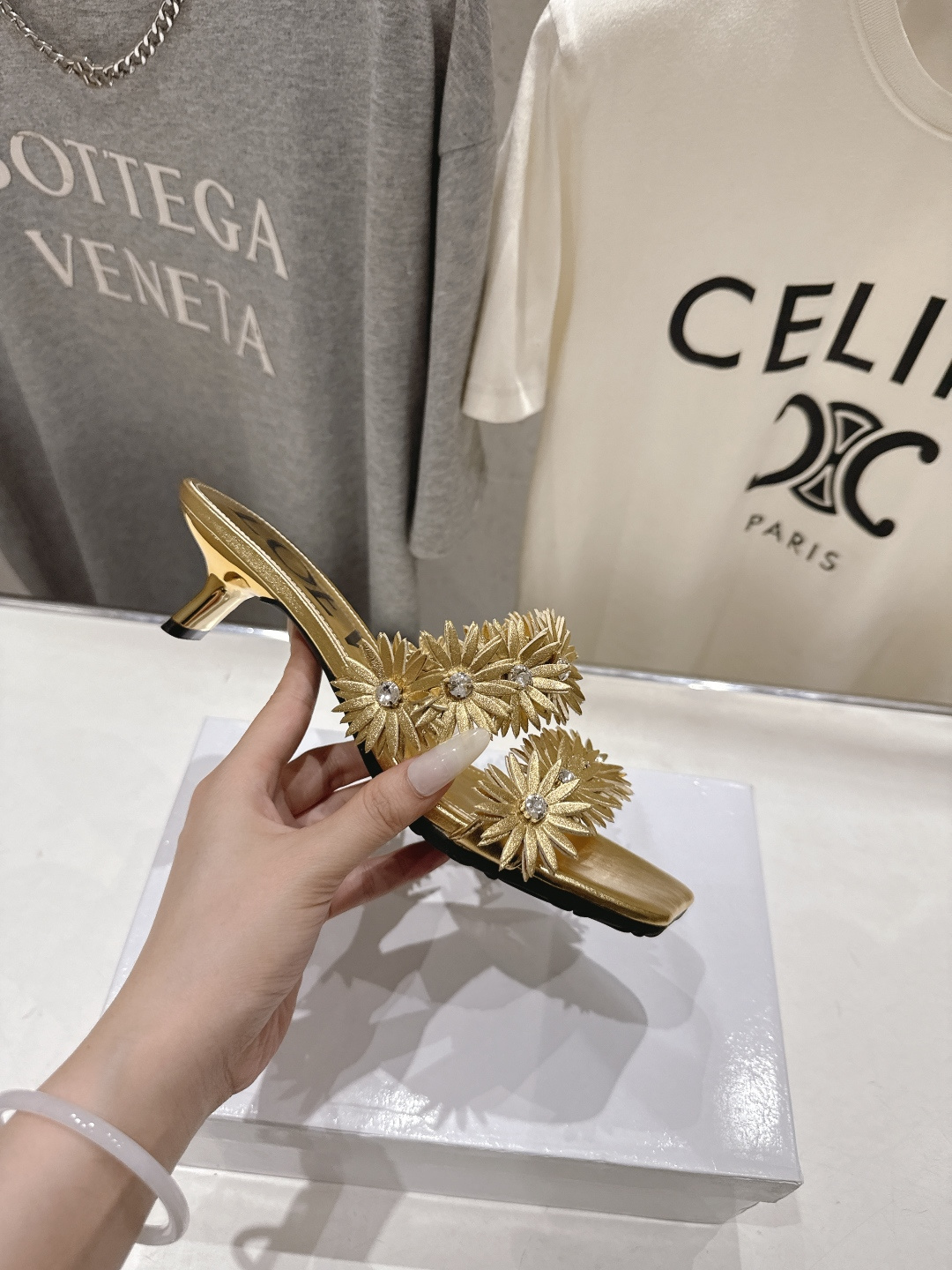 高版本出厂  LOEWE/罗意威F036 2026/ss新品复古风水钻高跟拖鞋～小红书、外网火爆款最近大
