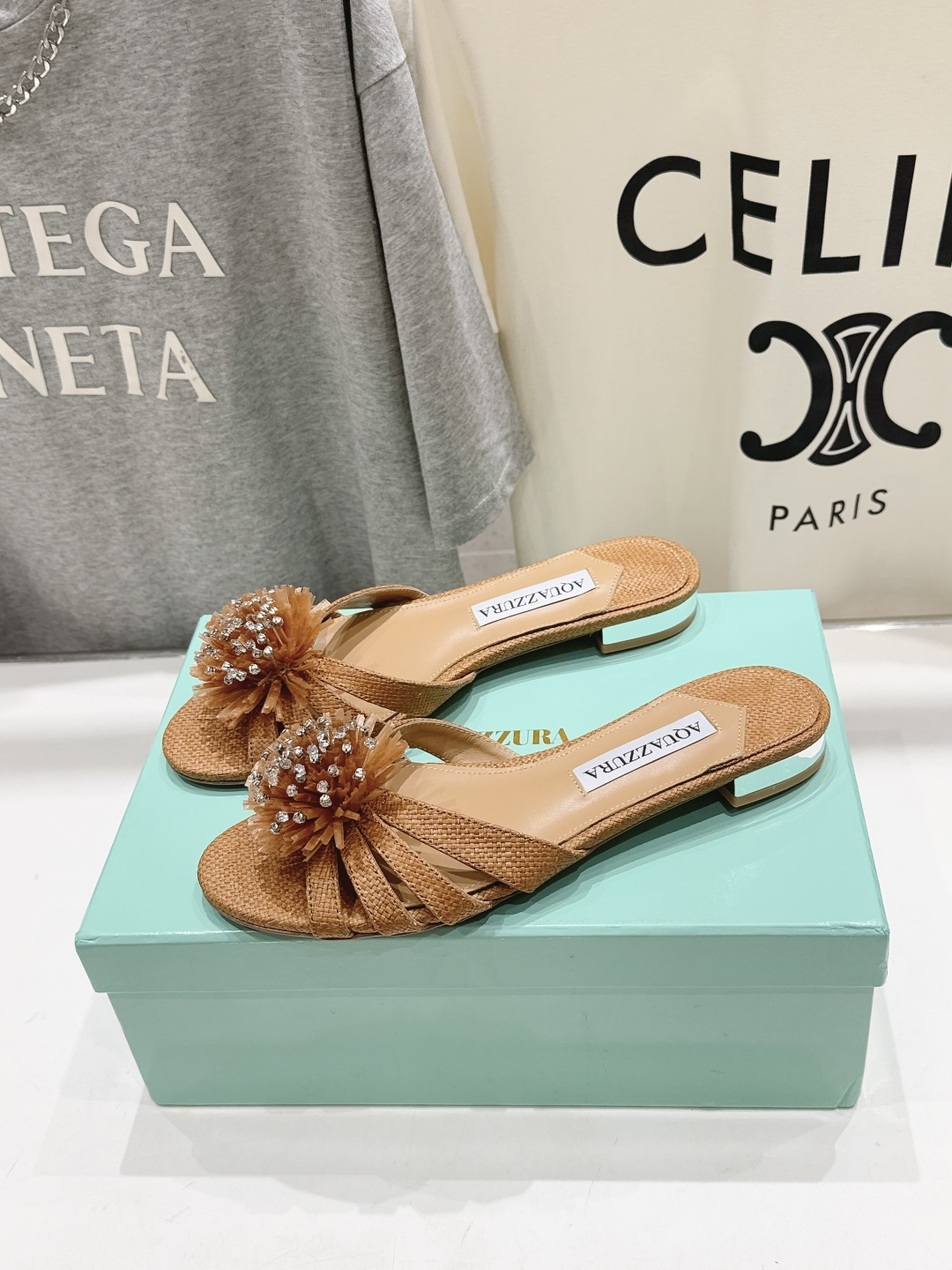 高版本出厂 「ᴀqᴜᴀᴢᴢᴜʀᴀ」AQUAZZURA/菠萝F072 2026ss夏季新款花朵平底拖鞋__