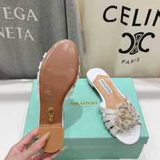 高版本出厂 「ᴀqᴜᴀᴢᴢᴜʀᴀ」AQUAZZURA/菠萝F072 2026ss夏季新款花朵平底拖鞋__ 高版本出厂 「ᴀqᴜᴀᴢᴢᴜʀᴀ」AQUAZZURA/菠萝F072 2026ss夏季新款花朵平底拖鞋__