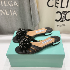 高版本出厂 「ᴀqᴜᴀᴢᴢᴜʀᴀ」AQUAZZURA/菠萝F072 2026ss夏季新款花朵平底拖鞋__ 高版本出厂 「ᴀqᴜᴀᴢᴢᴜʀᴀ」AQUAZZURA/菠萝F072 2026ss夏季新款花朵平底拖鞋__