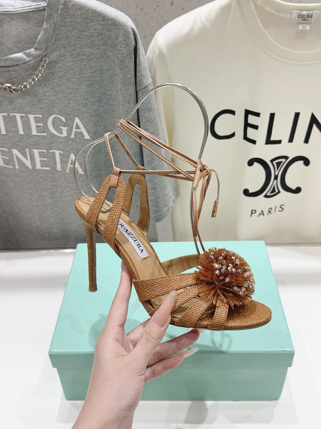 高版本出厂 「ᴀqᴜᴀᴢᴢᴜʀᴀ」AQUAZZURA/菠萝F072 2026ss夏季新款花朵高跟鞋凉鞋_