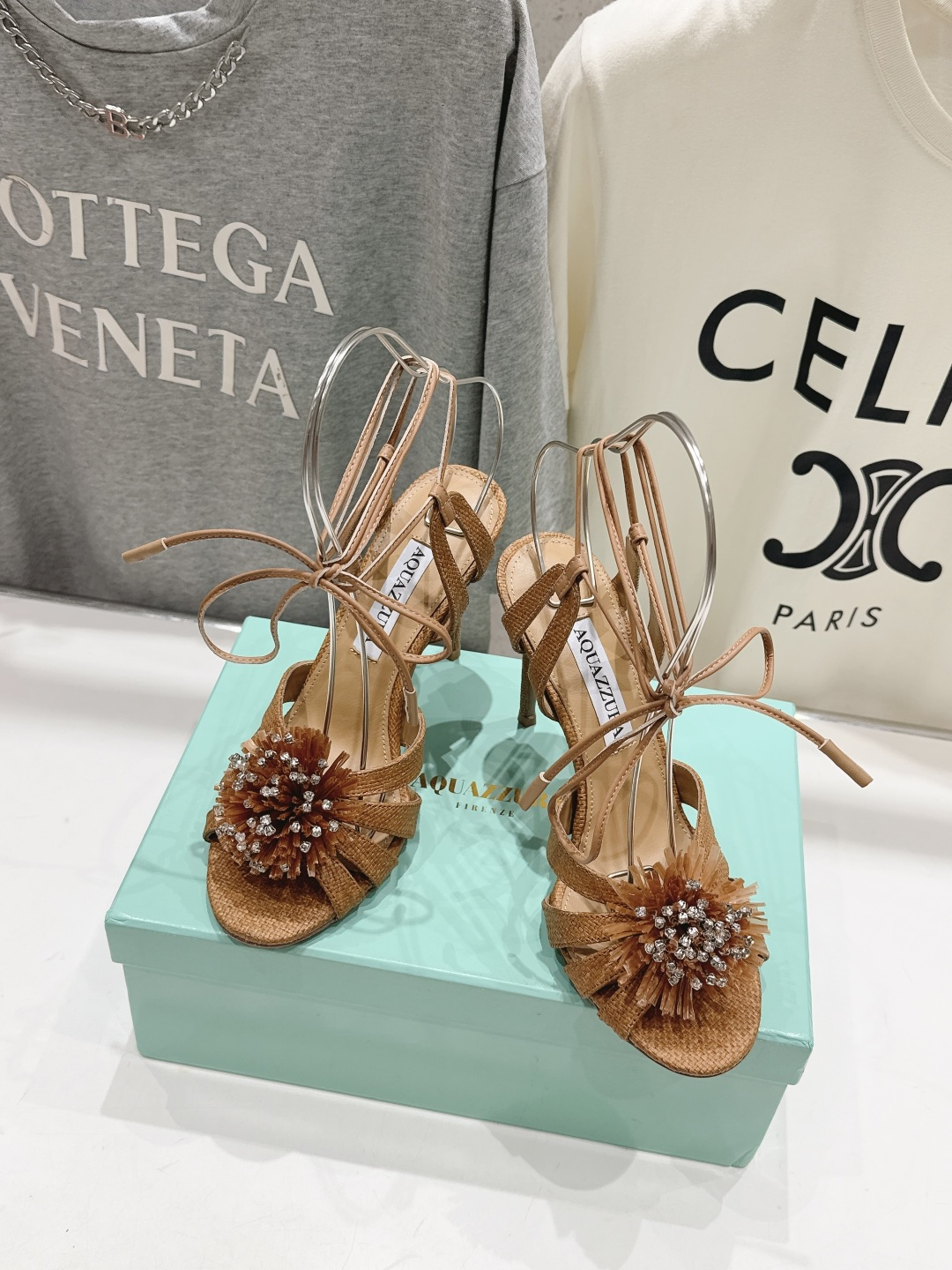 高版本出厂 「ᴀqᴜᴀᴢᴢᴜʀᴀ」AQUAZZURA/菠萝F072 2026ss夏季新款花朵高跟鞋凉鞋_
