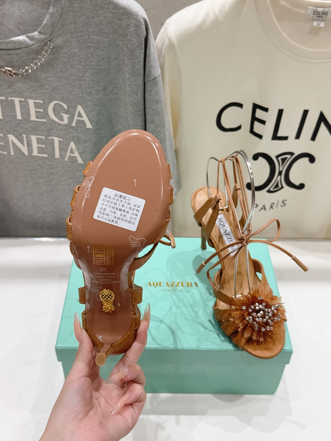 高版本出厂 「ᴀqᴜᴀᴢᴢᴜʀᴀ」AQUAZZURA/菠萝F072 2026ss夏季新款花朵高跟鞋凉鞋_