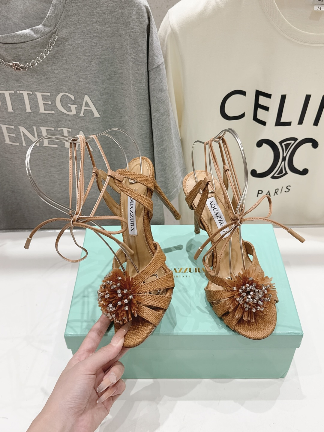 高版本出厂 「ᴀqᴜᴀᴢᴢᴜʀᴀ」AQUAZZURA/菠萝F072 2026ss夏季新款花朵高跟鞋凉鞋_