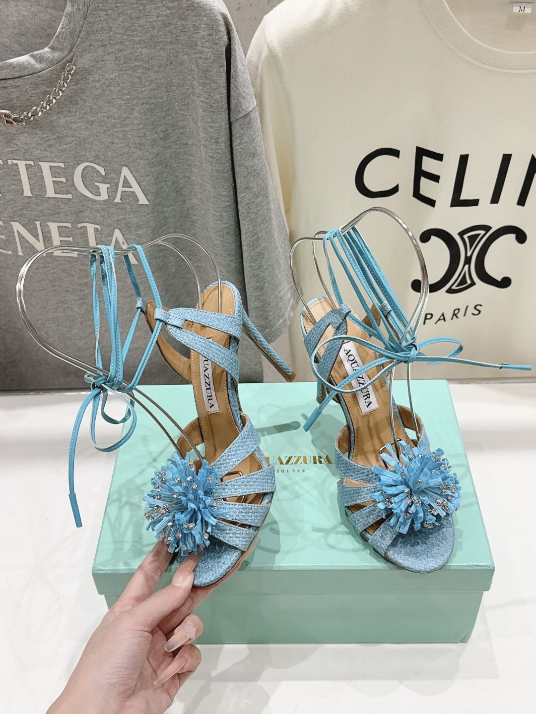 高版本出厂 「ᴀqᴜᴀᴢᴢᴜʀᴀ」AQUAZZURA/菠萝F072 2026ss夏季新款花朵高跟鞋凉鞋_