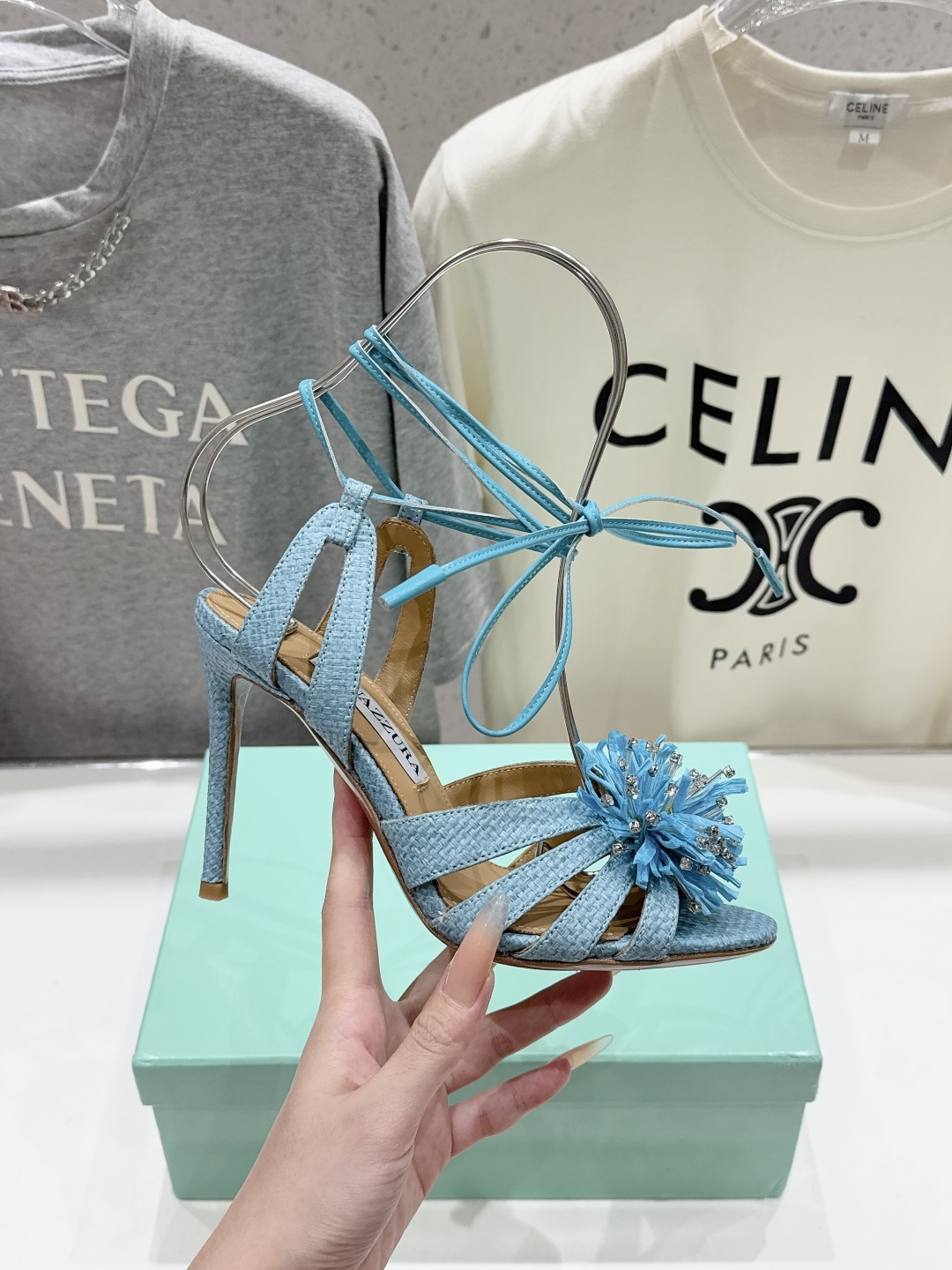 高版本出厂 「ᴀqᴜᴀᴢᴢᴜʀᴀ」AQUAZZURA/菠萝F072 2026ss夏季新款花朵高跟鞋凉鞋_
