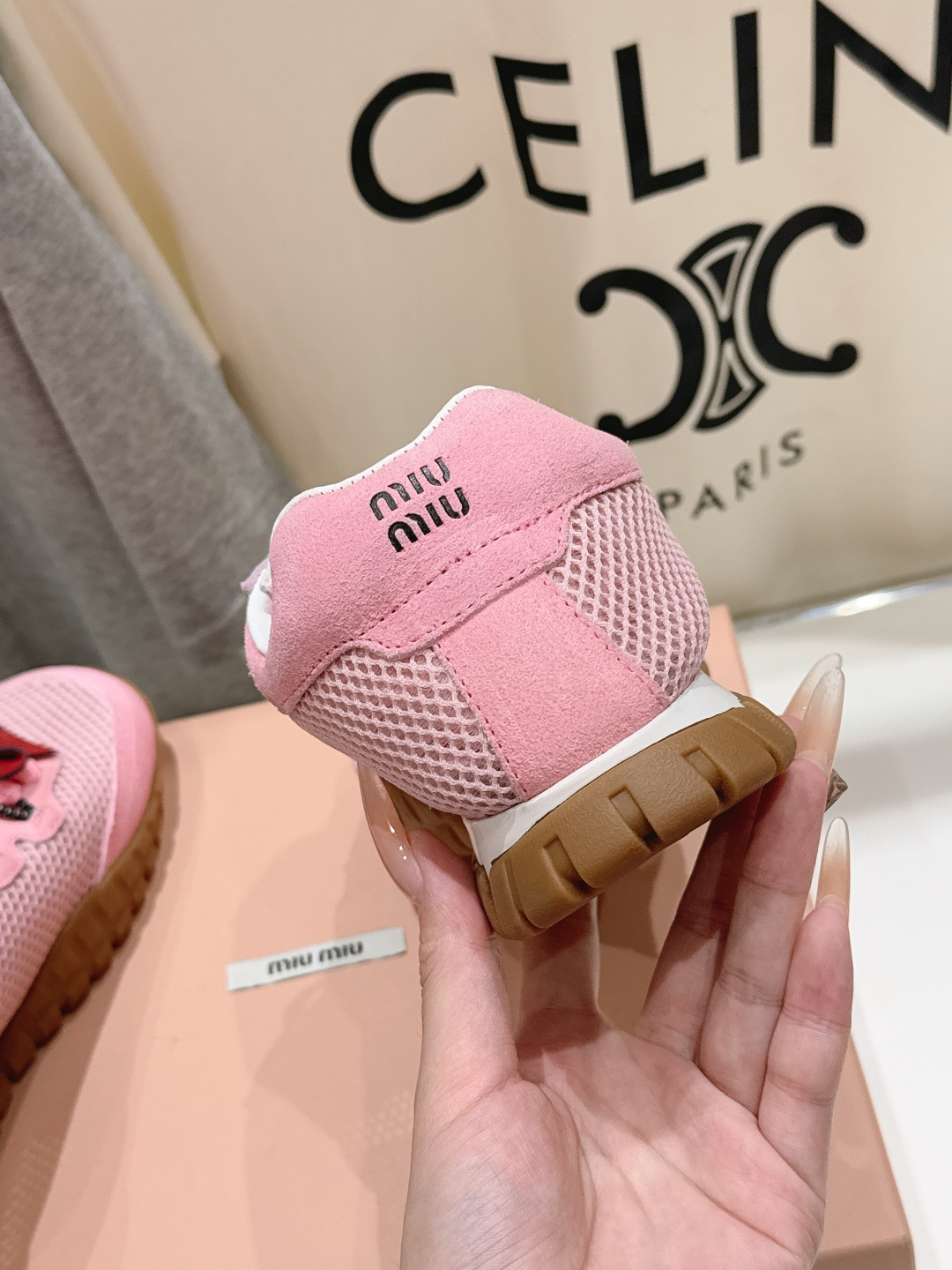 高版本出厂  MiuMiu/缪缪F027 2026ss新款厚底网面休闲运动鞋阿甘鞋德训鞋休闲增高百搭潮鞋