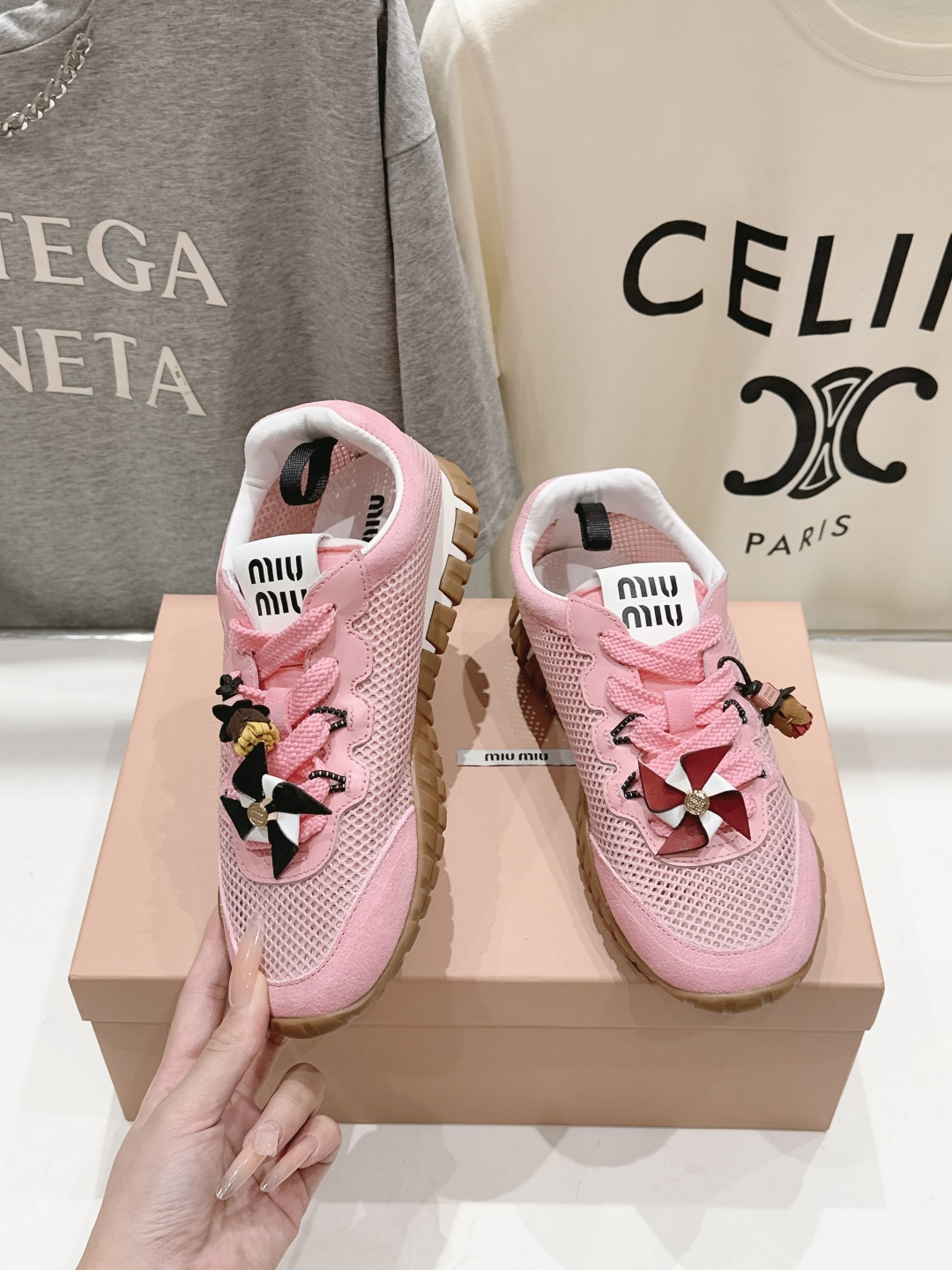 高版本出厂  MiuMiu/缪缪F027 2026ss新款厚底网面休闲运动鞋阿甘鞋德训鞋休闲增高百搭潮鞋