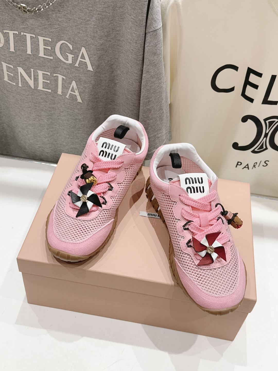 高版本出厂  MiuMiu/缪缪F027 2026ss新款厚底网面休闲运动鞋阿甘鞋德训鞋休闲增高百搭潮鞋