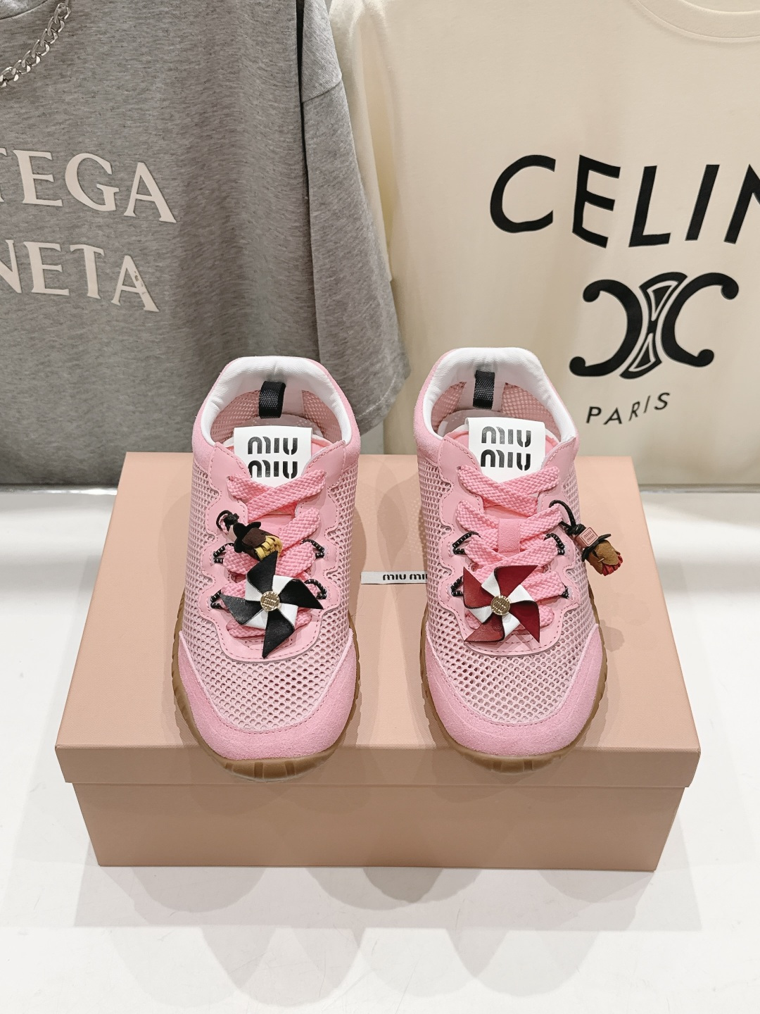 高版本出厂  MiuMiu/缪缪F027 2026ss新款厚底网面休闲运动鞋阿甘鞋德训鞋休闲增高百搭潮鞋