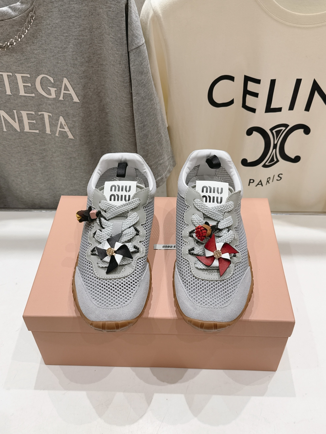 高版本出厂  MiuMiu/缪缪F027 2026ss新款厚底网面休闲运动鞋阿甘鞋德训鞋休闲增高百搭潮鞋