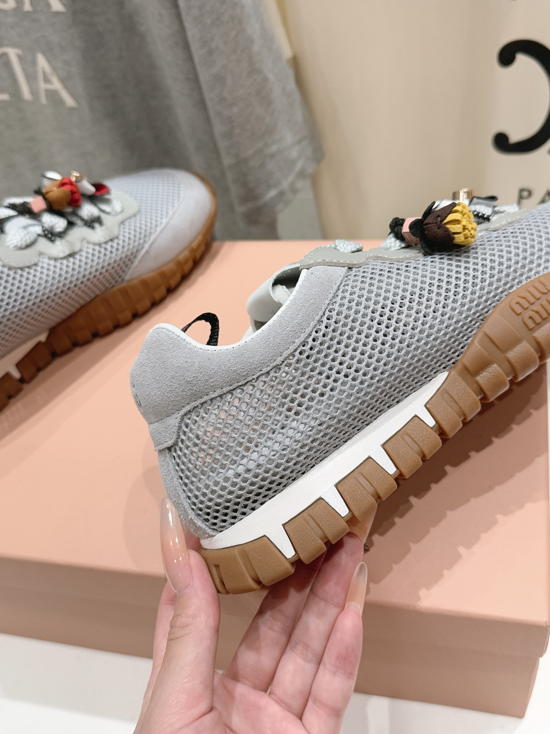 高版本出厂  MiuMiu/缪缪F027 2026ss新款厚底网面休闲运动鞋阿甘鞋德训鞋休闲增高百搭潮鞋