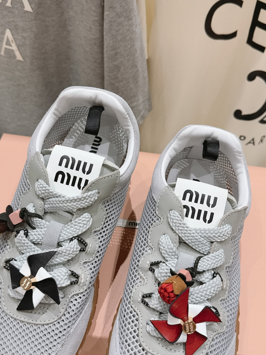 高版本出厂  MiuMiu/缪缪F027 2026ss新款厚底网面休闲运动鞋阿甘鞋德训鞋休闲增高百搭潮鞋