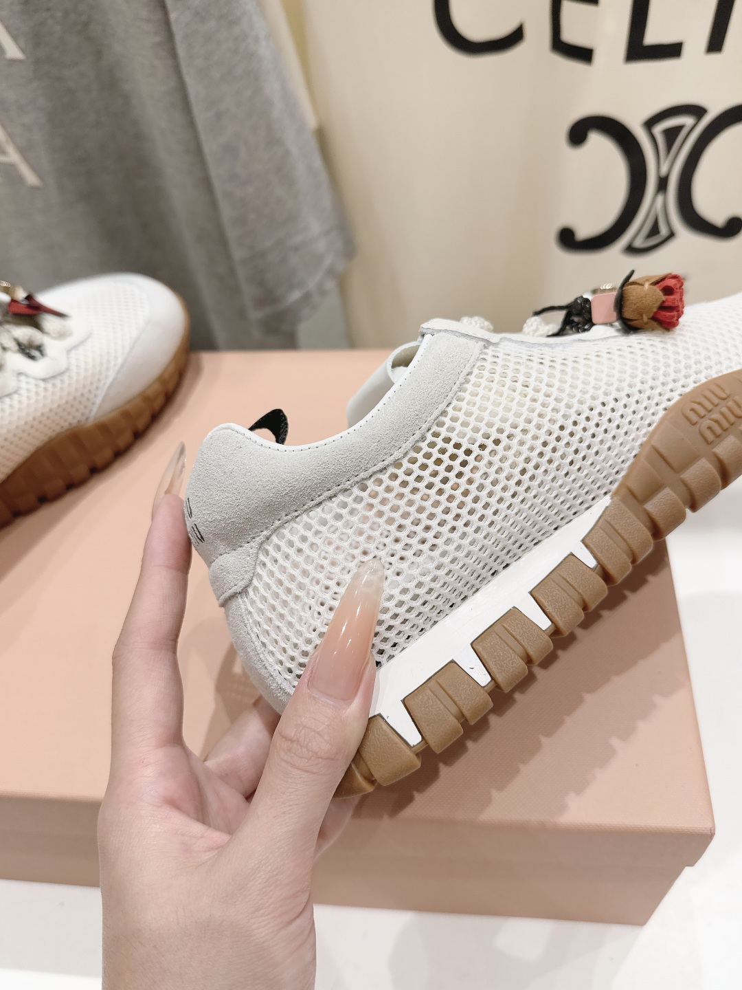 高版本出厂  MiuMiu/缪缪F027 2026ss新款厚底网面休闲运动鞋阿甘鞋德训鞋休闲增高百搭潮鞋