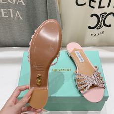 高版本出厂「ᴀqᴜᴀᴢᴢᴜʀᴀ」AQUAZZURA/菠萝F072 2026ss 夏季新款水钻平底拖鞋【市 高版本出厂「ᴀqᴜᴀᴢᴢᴜʀᴀ」AQUAZZURA/菠萝F072 2026ss 夏季新款水钻平底拖鞋【市