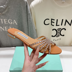 高版本出厂「ᴀqᴜᴀᴢᴢᴜʀᴀ」AQUAZZURA/菠萝F072 2026ss 夏季新款水钻平底拖鞋【市 高版本出厂「ᴀqᴜᴀᴢᴢᴜʀᴀ」AQUAZZURA/菠萝F072 2026ss 夏季新款水钻平底拖鞋【市