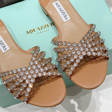 高版本出厂「ᴀqᴜᴀᴢᴢᴜʀᴀ」AQUAZZURA/菠萝F072 2026ss 夏季新款水钻平底拖鞋【市 高版本出厂「ᴀqᴜᴀᴢᴢᴜʀᴀ」AQUAZZURA/菠萝F072 2026ss 夏季新款水钻平底拖鞋【市