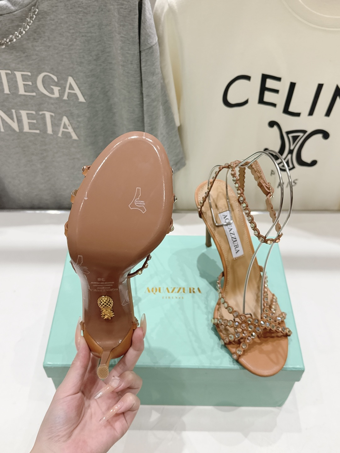 高版本出厂 凉鞋「ᴀqᴜᴀᴢᴢᴜʀᴀ」AQUAZZURA/菠萝F072 2026ss 夏季新款水钻高跟凉
