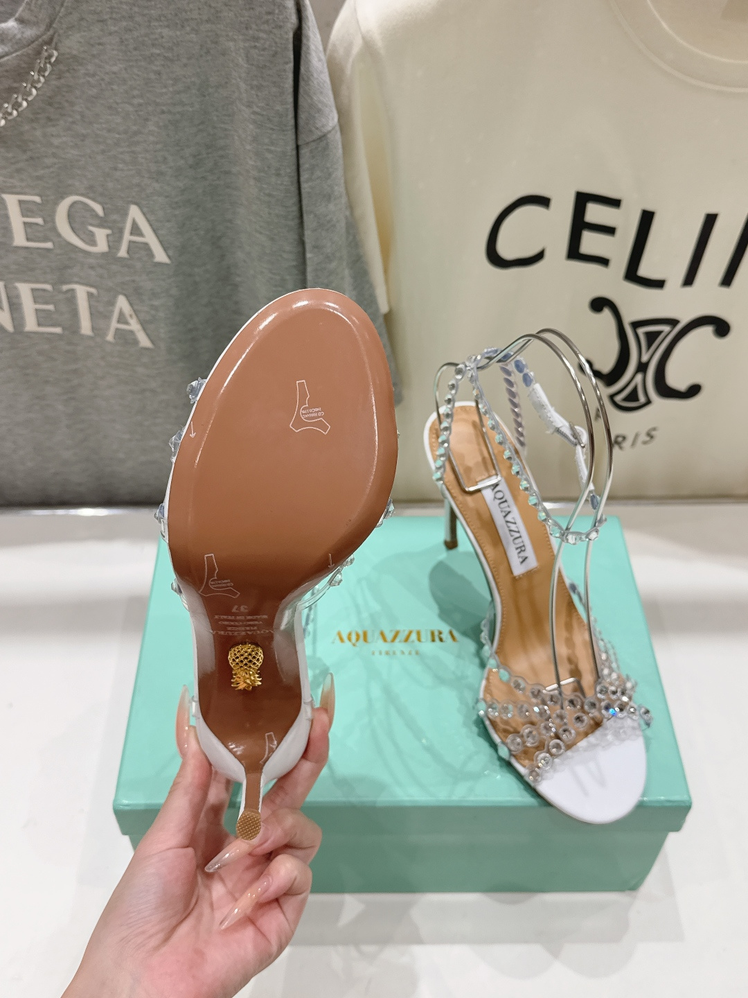 高版本出厂 凉鞋「ᴀqᴜᴀᴢᴢᴜʀᴀ」AQUAZZURA/菠萝F072 2026ss 夏季新款水钻高跟凉