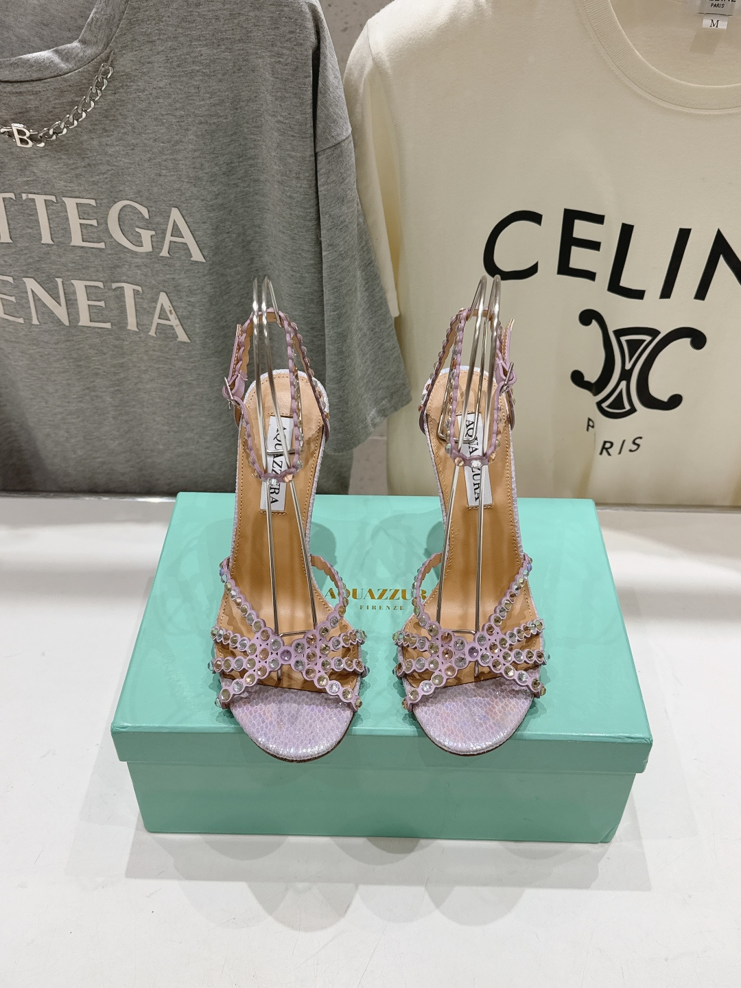 高版本出厂 凉鞋「ᴀqᴜᴀᴢᴢᴜʀᴀ」AQUAZZURA/菠萝F072 2026ss 夏季新款水钻高跟凉