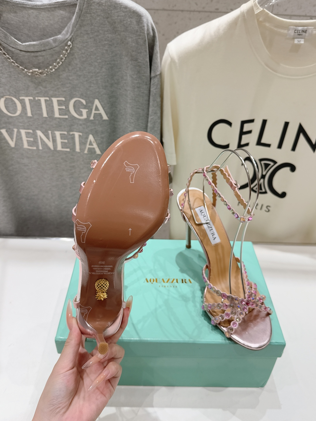 高版本出厂 凉鞋「ᴀqᴜᴀᴢᴢᴜʀᴀ」AQUAZZURA/菠萝F072 2026ss 夏季新款水钻高跟凉