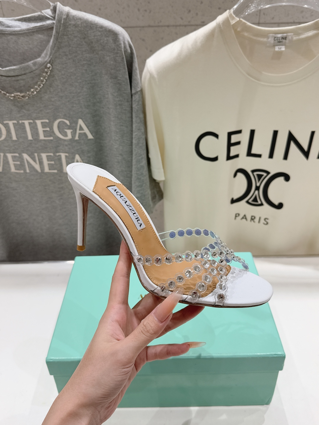 高版本出厂 拖鞋「ᴀqᴜᴀᴢᴢᴜʀᴀ」AQUAZZURA/菠萝F072 2026ss夏季新款水钻高跟拖鞋