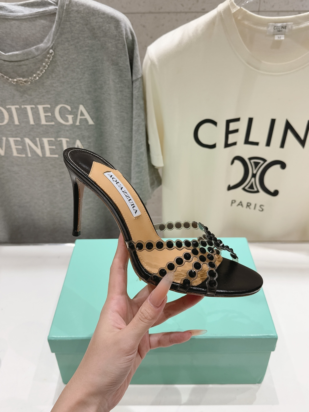 高版本出厂 拖鞋「ᴀqᴜᴀᴢᴢᴜʀᴀ」AQUAZZURA/菠萝F072 2026ss夏季新款水钻高跟拖鞋