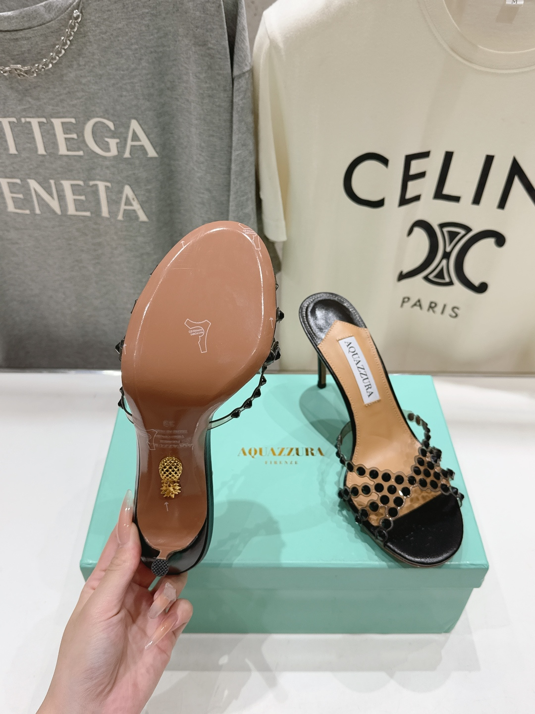 高版本出厂 拖鞋「ᴀqᴜᴀᴢᴢᴜʀᴀ」AQUAZZURA/菠萝F072 2026ss夏季新款水钻高跟拖鞋