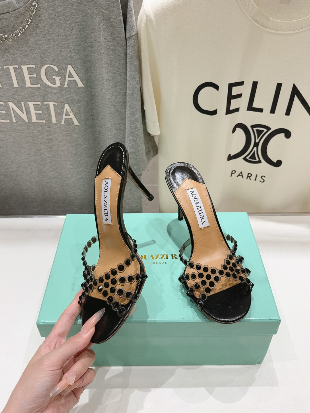 高版本出厂 拖鞋「ᴀqᴜᴀᴢᴢᴜʀᴀ」AQUAZZURA/菠萝F072 2026ss夏季新款水钻高跟拖鞋