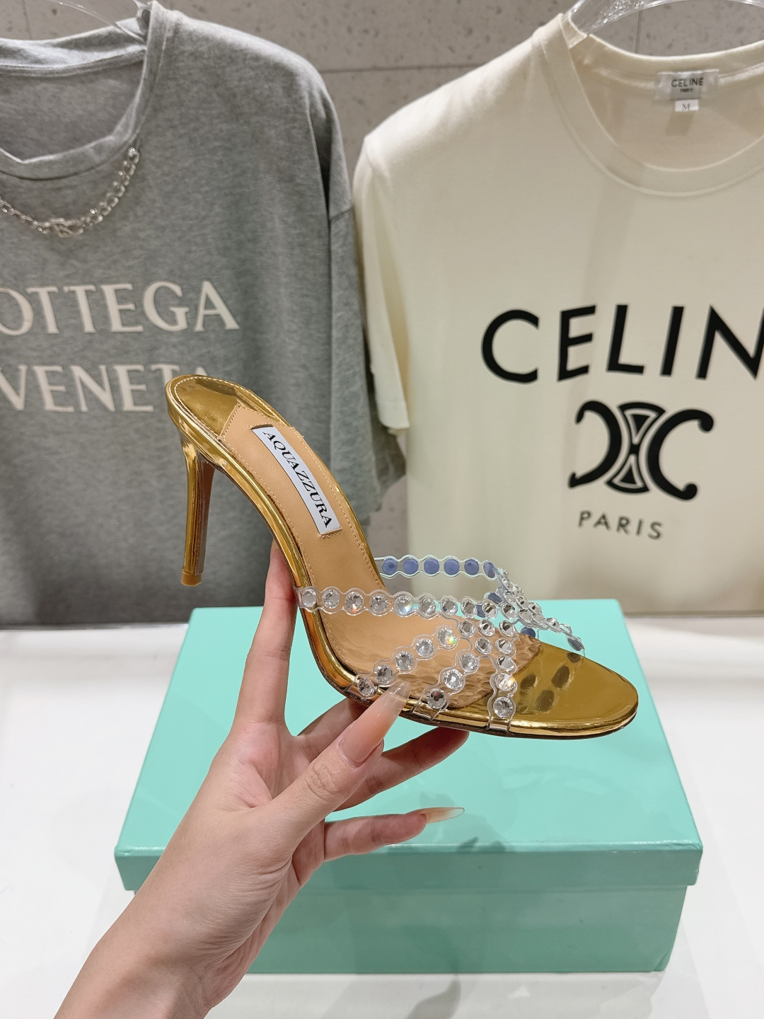 高版本出厂 拖鞋「ᴀqᴜᴀᴢᴢᴜʀᴀ」AQUAZZURA/菠萝F072 2026ss夏季新款水钻高跟拖鞋