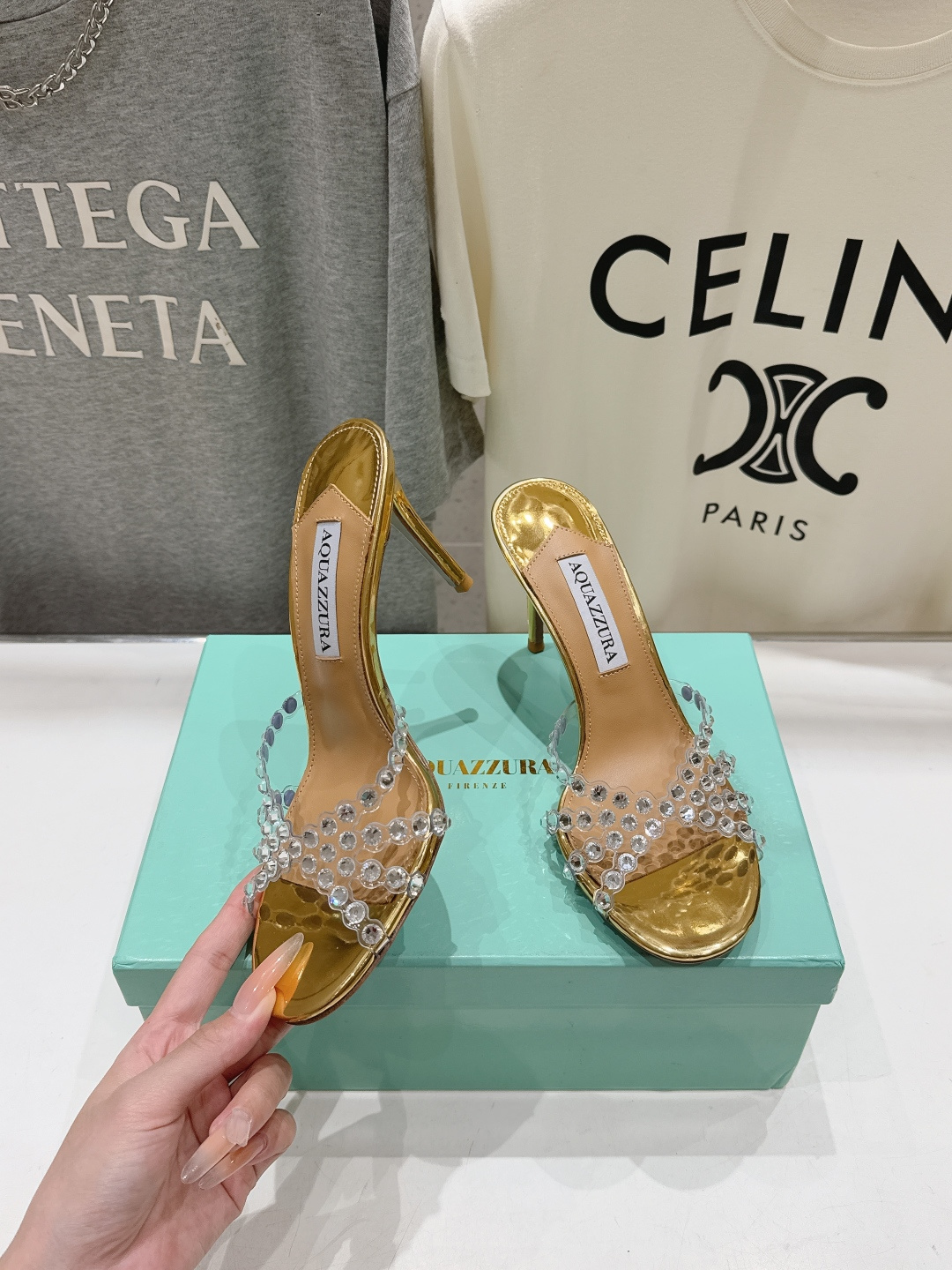 高版本出厂 拖鞋「ᴀqᴜᴀᴢᴢᴜʀᴀ」AQUAZZURA/菠萝F072 2026ss夏季新款水钻高跟拖鞋