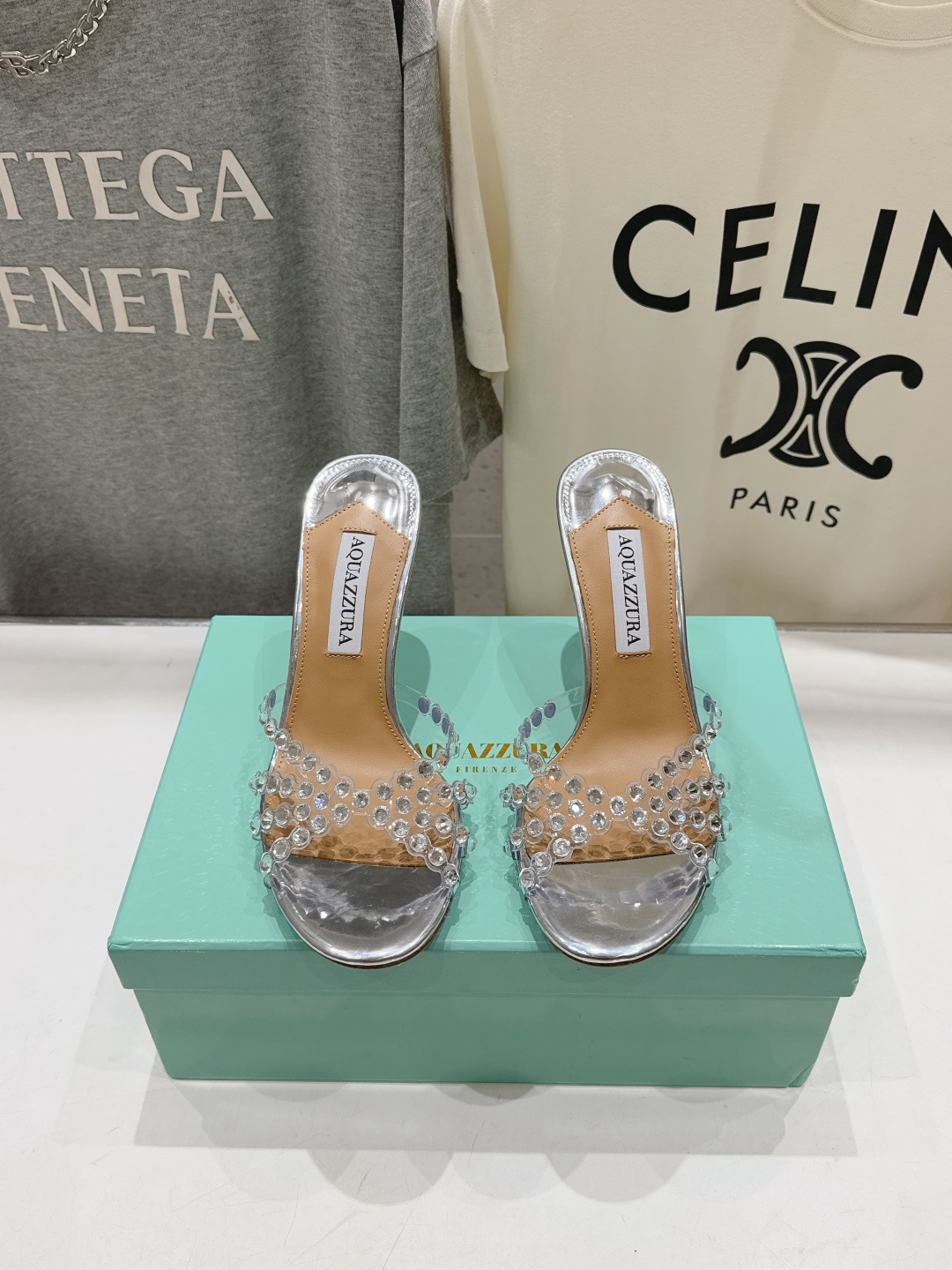 高版本出厂 拖鞋「ᴀqᴜᴀᴢᴢᴜʀᴀ」AQUAZZURA/菠萝F072 2026ss夏季新款水钻高跟拖鞋