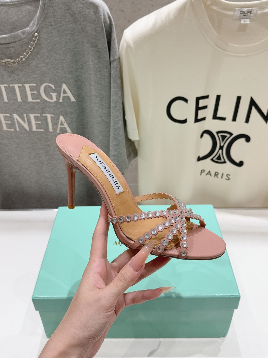 高版本出厂 拖鞋「ᴀqᴜᴀᴢᴢᴜʀᴀ」AQUAZZURA/菠萝F072 2026ss夏季新款水钻高跟拖鞋