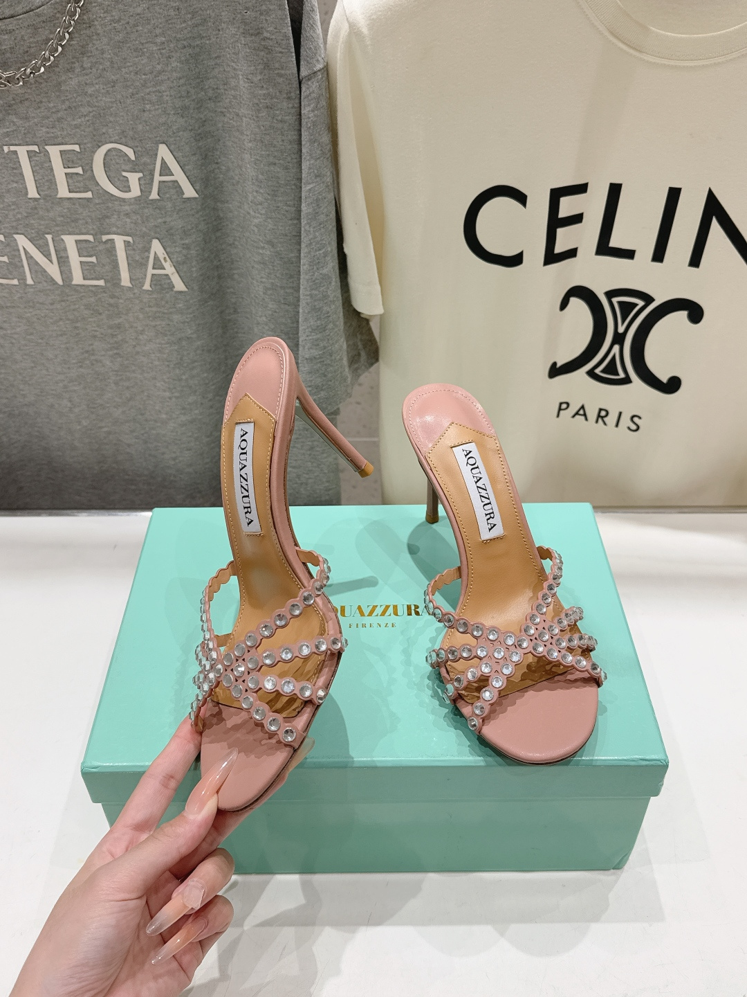 高版本出厂 拖鞋「ᴀqᴜᴀᴢᴢᴜʀᴀ」AQUAZZURA/菠萝F072 2026ss夏季新款水钻高跟拖鞋