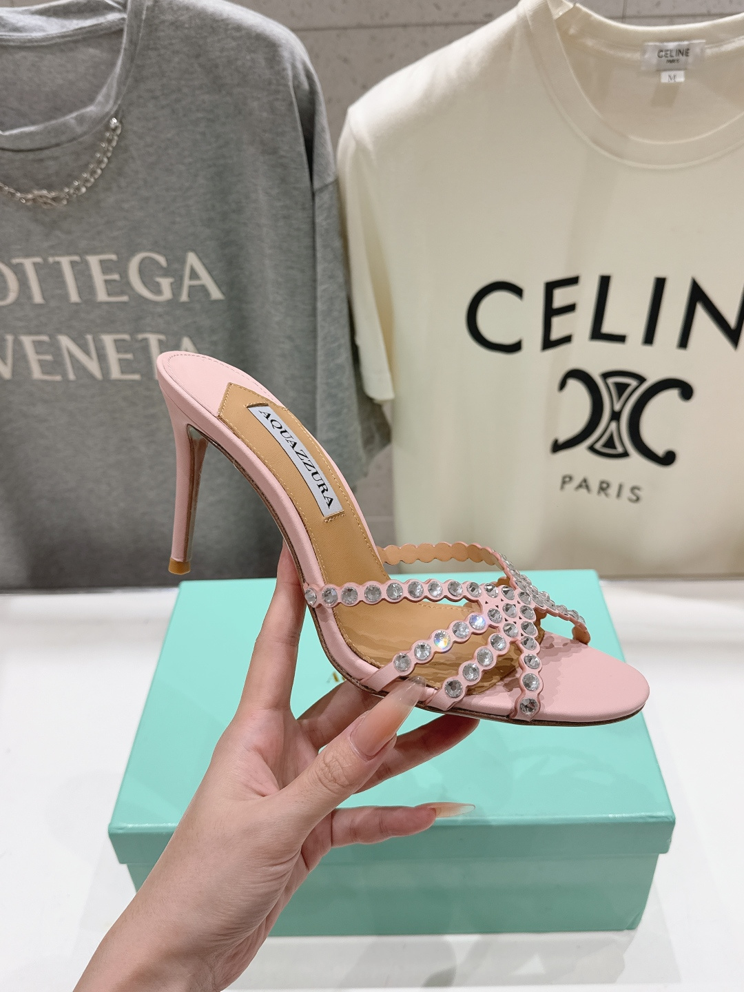 高版本出厂 拖鞋「ᴀqᴜᴀᴢᴢᴜʀᴀ」AQUAZZURA/菠萝F072 2026ss夏季新款水钻高跟拖鞋