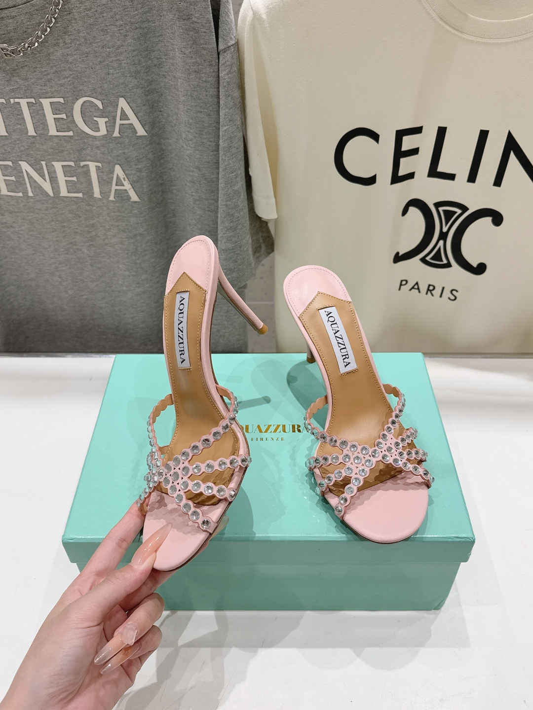 高版本出厂 拖鞋「ᴀqᴜᴀᴢᴢᴜʀᴀ」AQUAZZURA/菠萝F072 2026ss夏季新款水钻高跟拖鞋