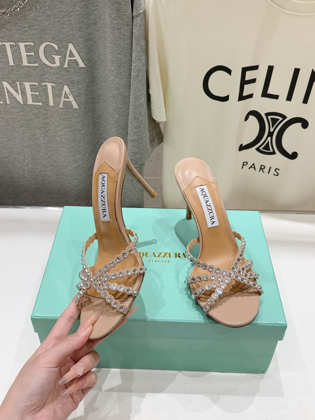 高版本出厂 拖鞋「ᴀqᴜᴀᴢᴢᴜʀᴀ」AQUAZZURA/菠萝F072 2026ss夏季新款水钻高跟拖鞋