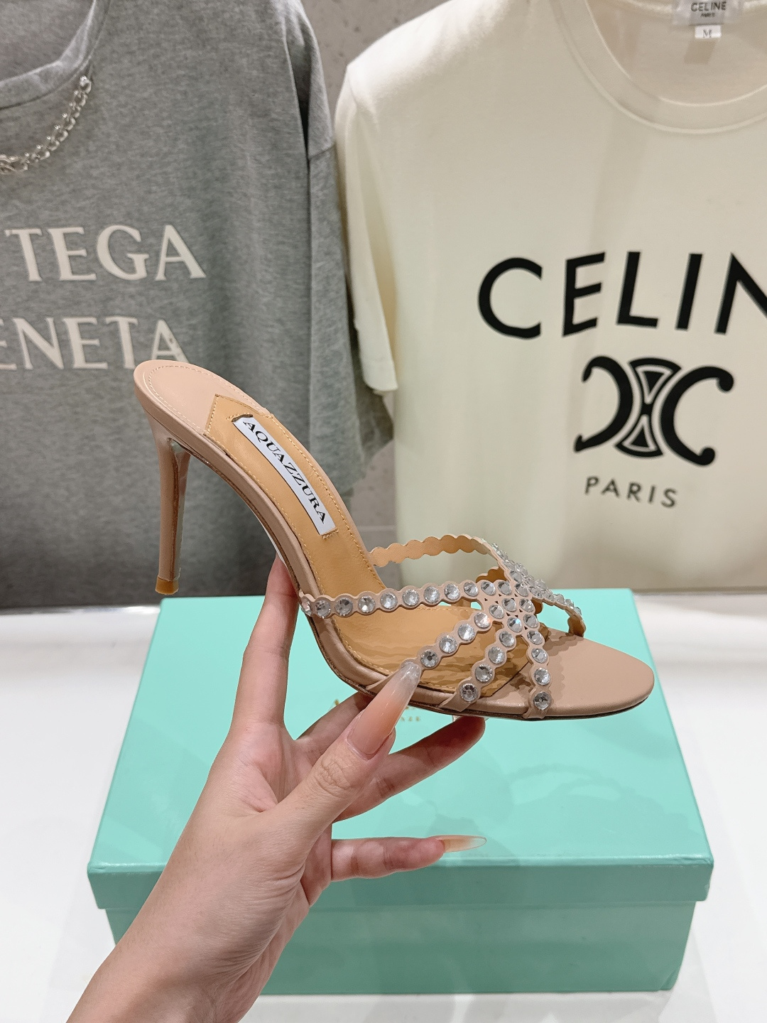 高版本出厂 拖鞋「ᴀqᴜᴀᴢᴢᴜʀᴀ」AQUAZZURA/菠萝F072 2026ss夏季新款水钻高跟拖鞋