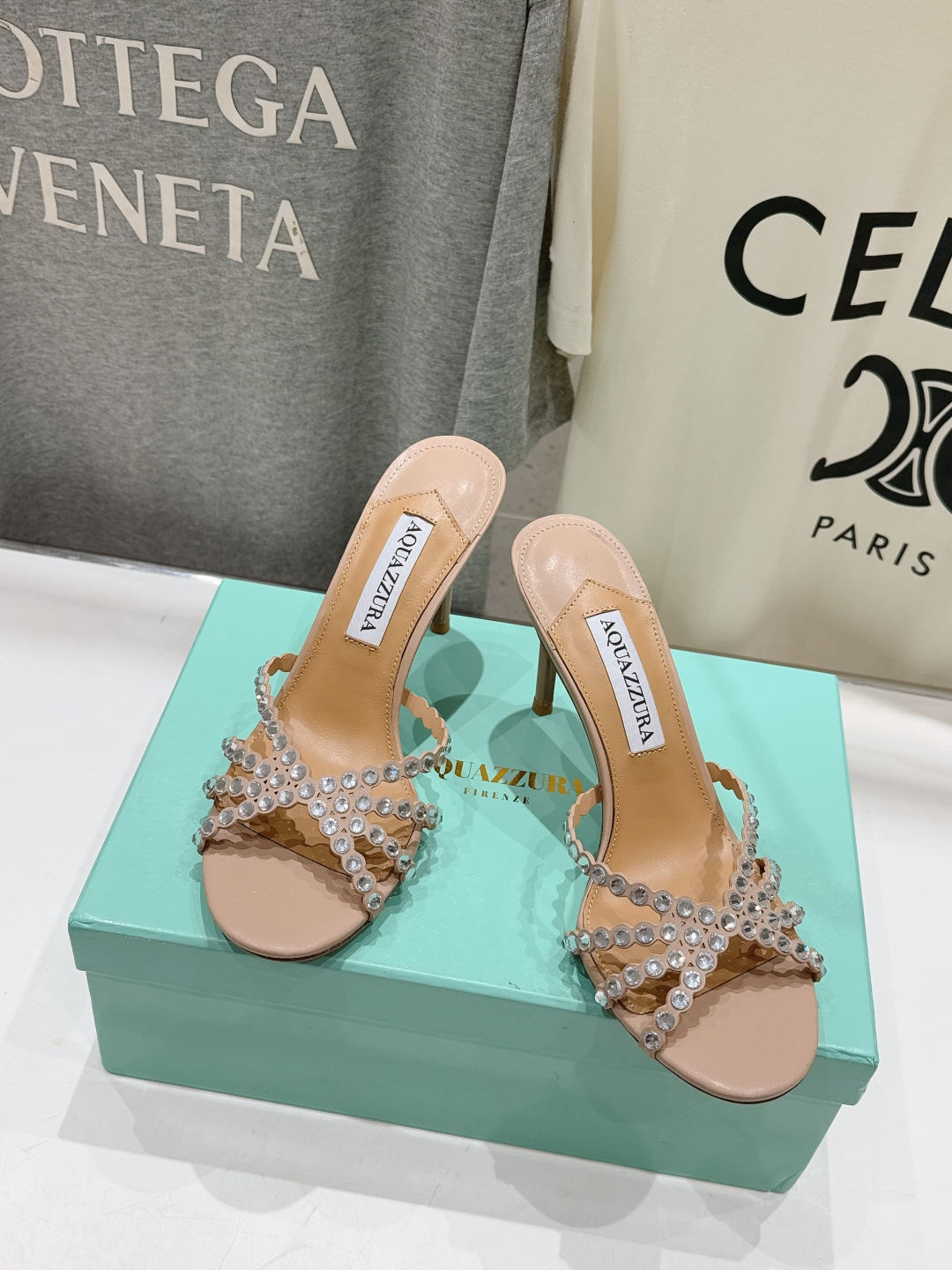 高版本出厂 拖鞋「ᴀqᴜᴀᴢᴢᴜʀᴀ」AQUAZZURA/菠萝F072 2026ss夏季新款水钻高跟拖鞋