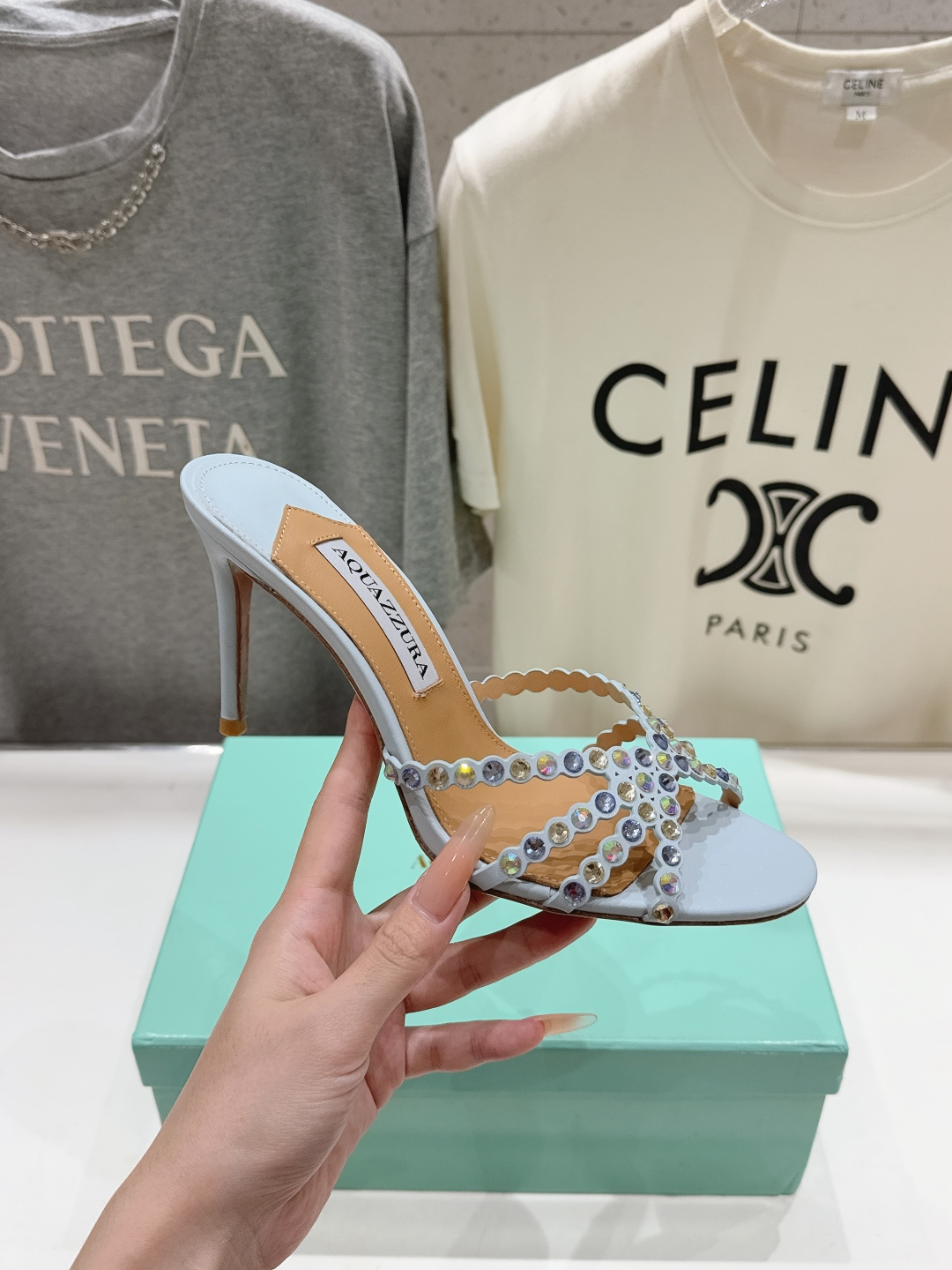 高版本出厂 拖鞋「ᴀqᴜᴀᴢᴢᴜʀᴀ」AQUAZZURA/菠萝F072 2026ss夏季新款水钻高跟拖鞋