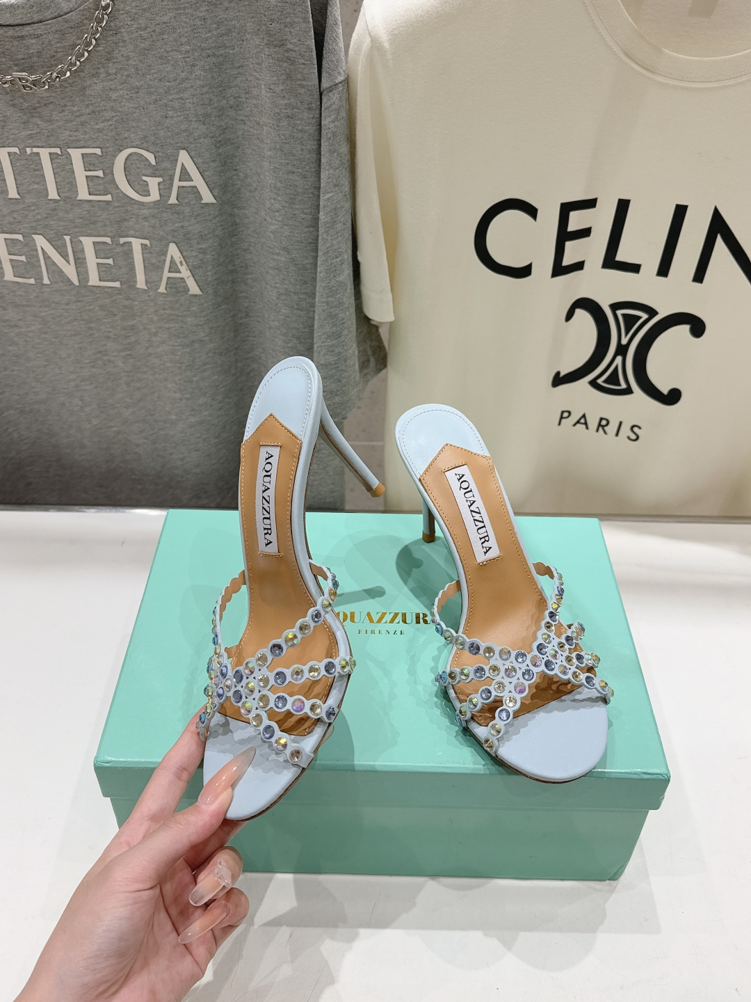 高版本出厂 拖鞋「ᴀqᴜᴀᴢᴢᴜʀᴀ」AQUAZZURA/菠萝F072 2026ss夏季新款水钻高跟拖鞋