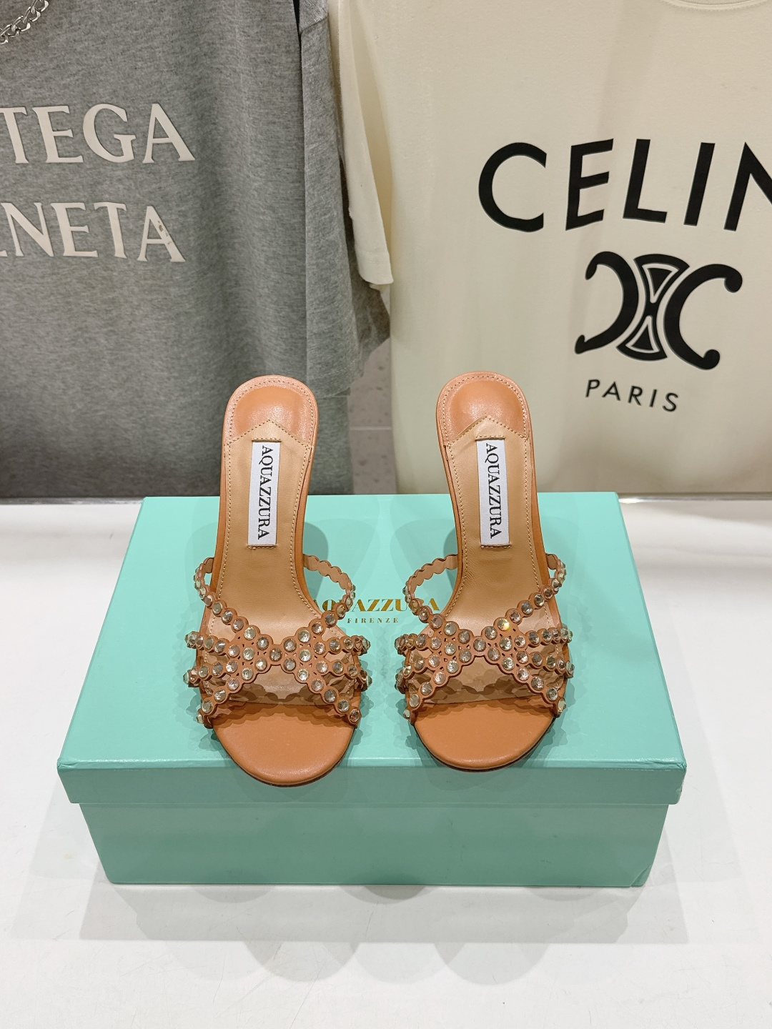 高版本出厂 拖鞋「ᴀqᴜᴀᴢᴢᴜʀᴀ」AQUAZZURA/菠萝F072 2026ss夏季新款水钻高跟拖鞋