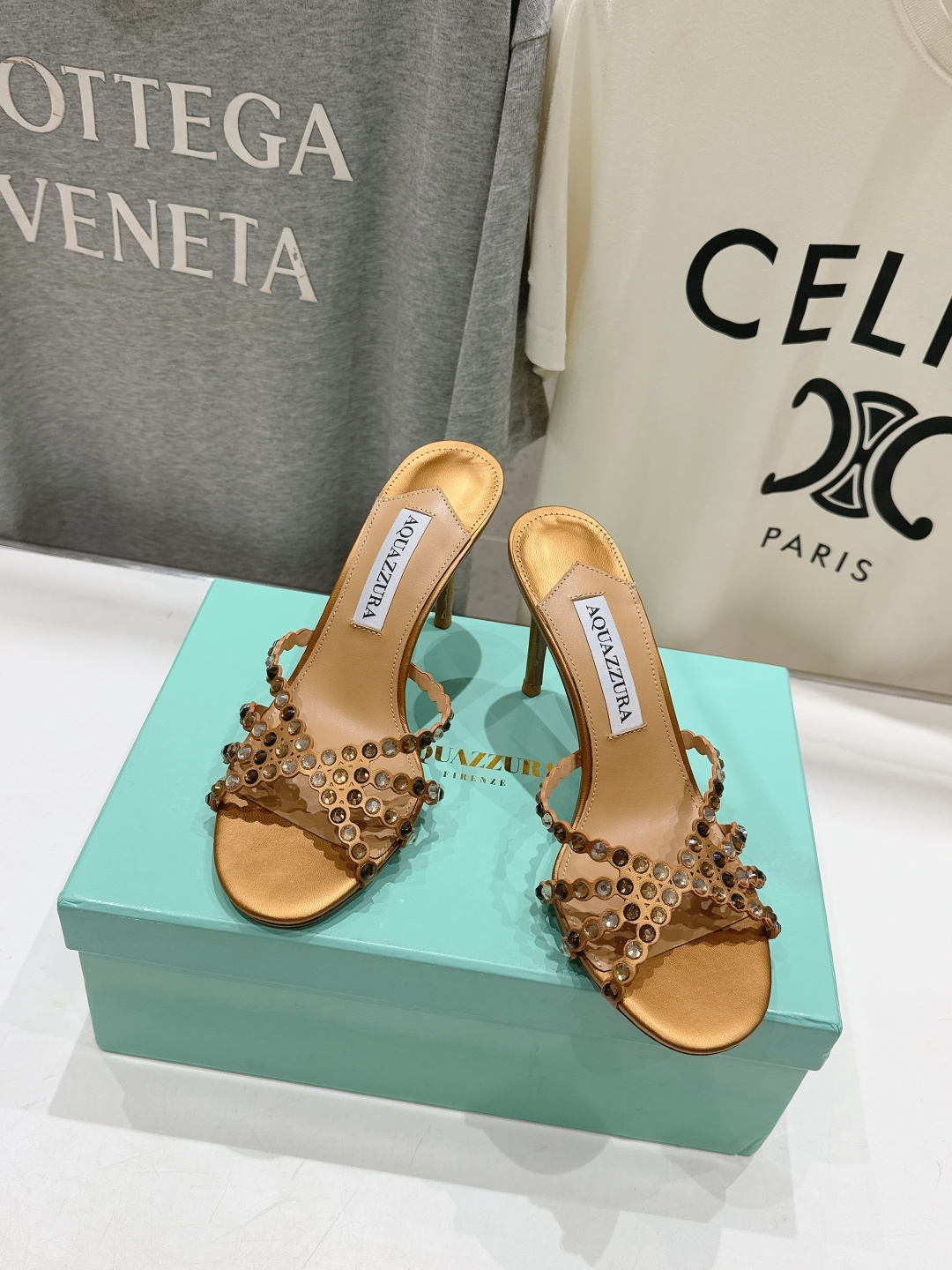 高版本出厂 拖鞋「ᴀqᴜᴀᴢᴢᴜʀᴀ」AQUAZZURA/菠萝F072 2026ss夏季新款水钻高跟拖鞋