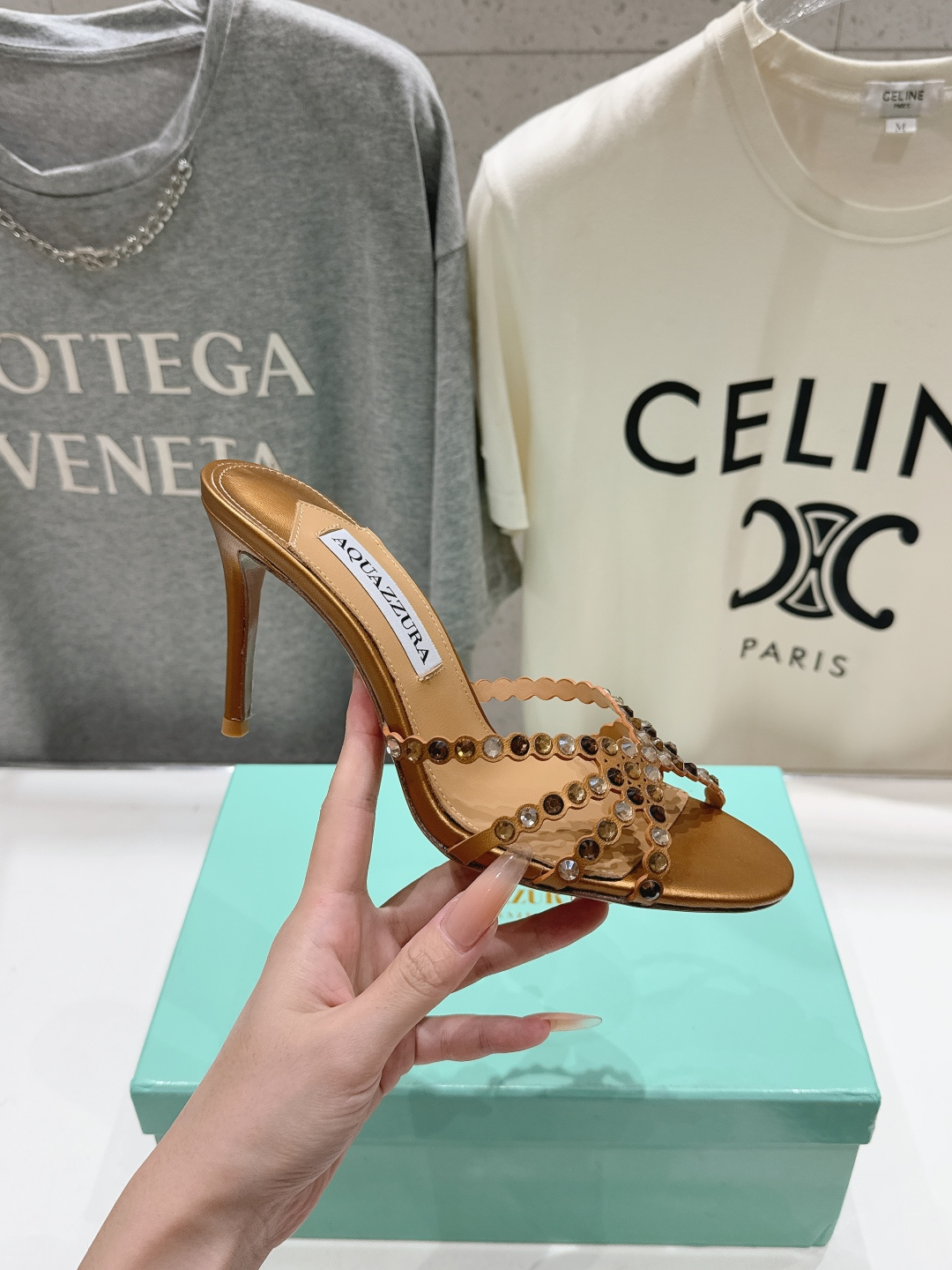 高版本出厂 拖鞋「ᴀqᴜᴀᴢᴢᴜʀᴀ」AQUAZZURA/菠萝F072 2026ss夏季新款水钻高跟拖鞋
